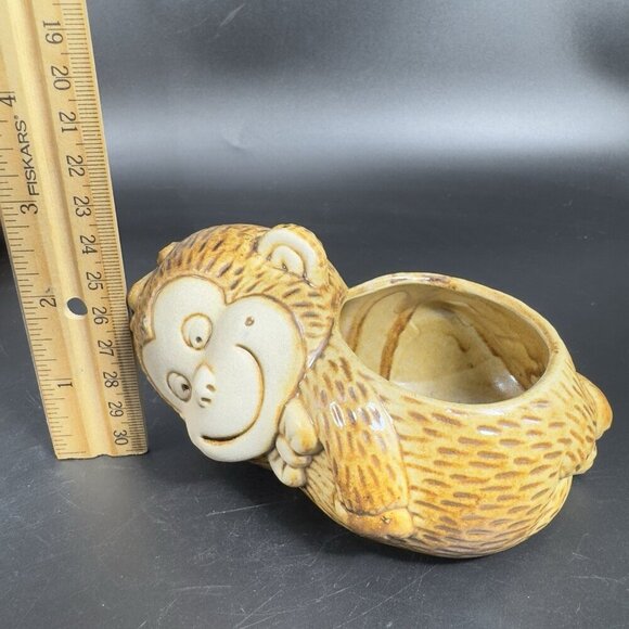 Vintage Ceramic Monkey Votive Candle Holder Small Planter Flower Pot Decor VTG - Picture 2 of 11